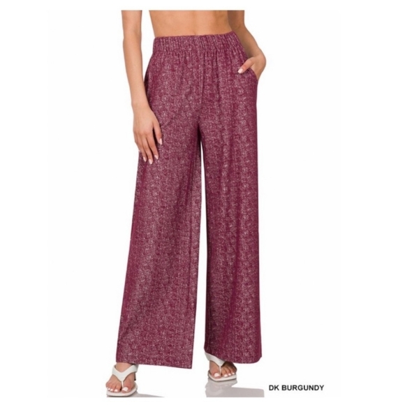 *SOLD*WIDE LEG PANTS/ PALAZZO W/POCKETS-NEW-DARK BURGUNDY - Picture 3 of 3